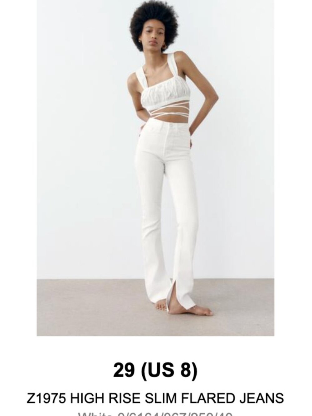 Zara HIGH RISE FLARED SLIM FIT Z1975 JEANS White 29 (US 8)